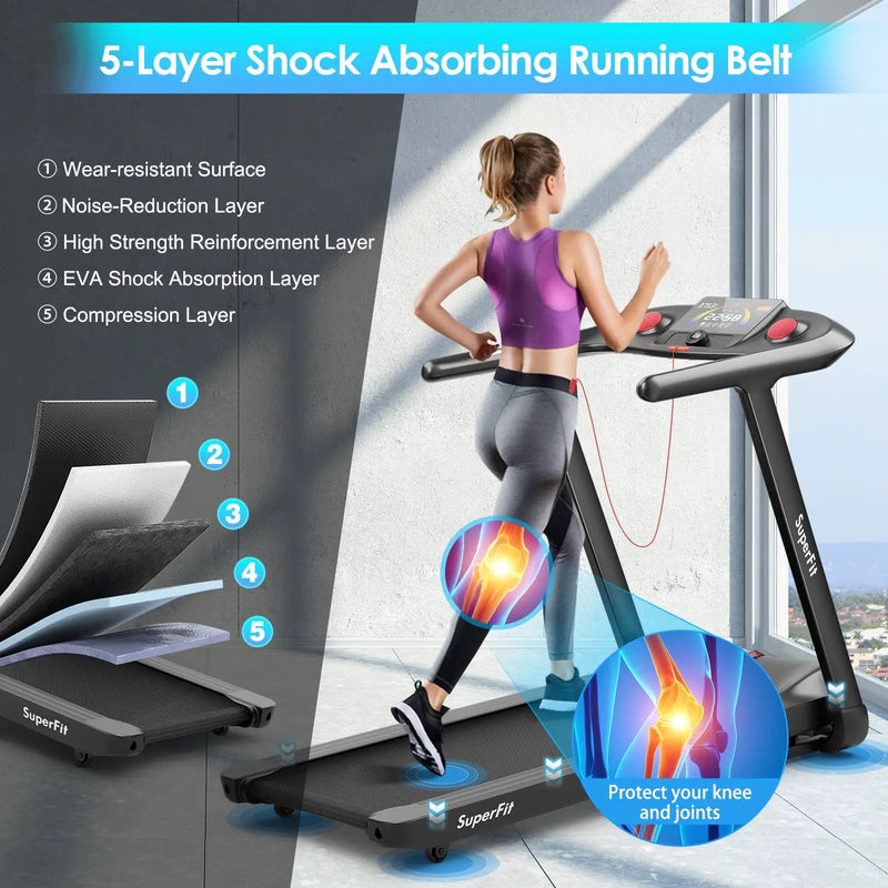 4.75HP Folding Treadmill with Preset Programs Touch Screen Control-Black by DirectDeals
