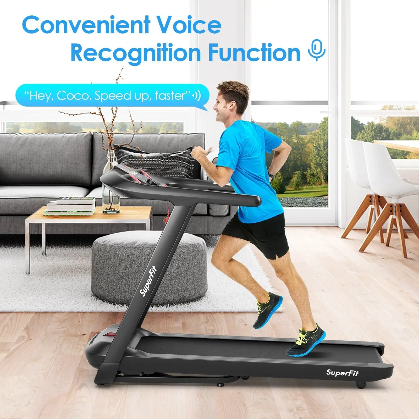 4.75HP Folding Treadmill with Preset Programs Touch Screen Control-Black by DirectDeals