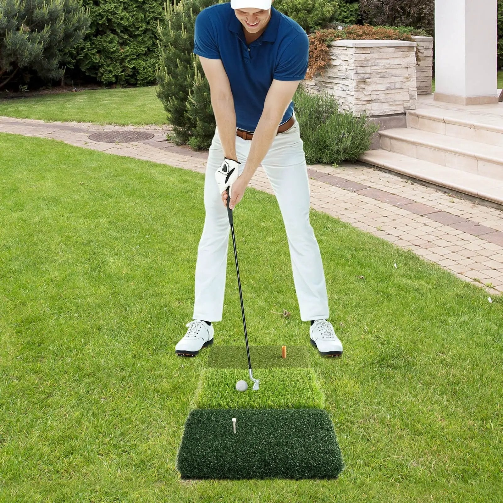 3-in-1 Golf Hitting Mats with 3 Rubber Tees by DirectDeals