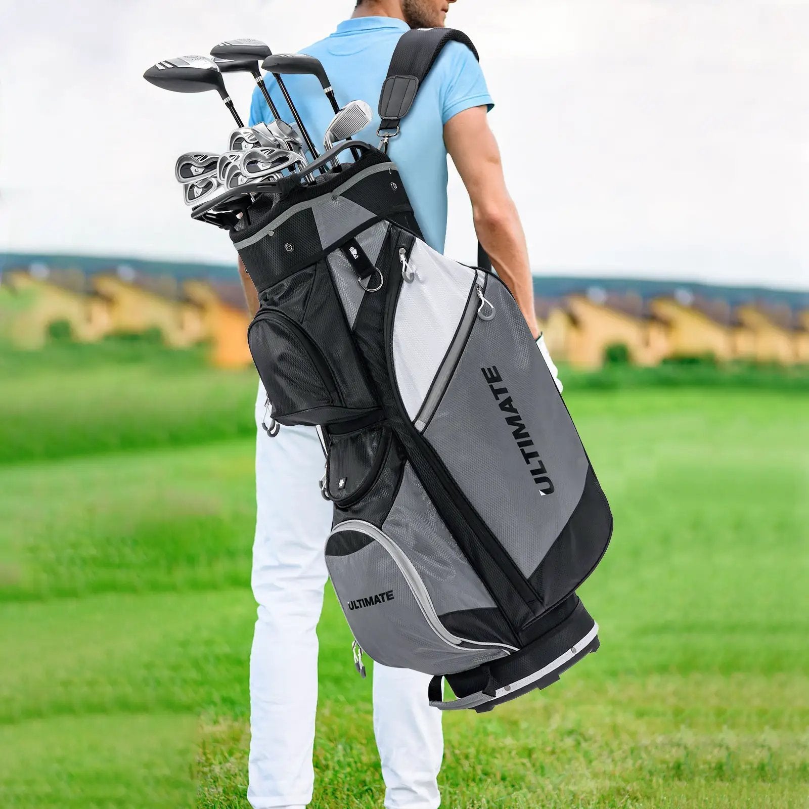 14-Way Golf Cart Stand Bag with Waterproof Rain Hood by DirectDeals