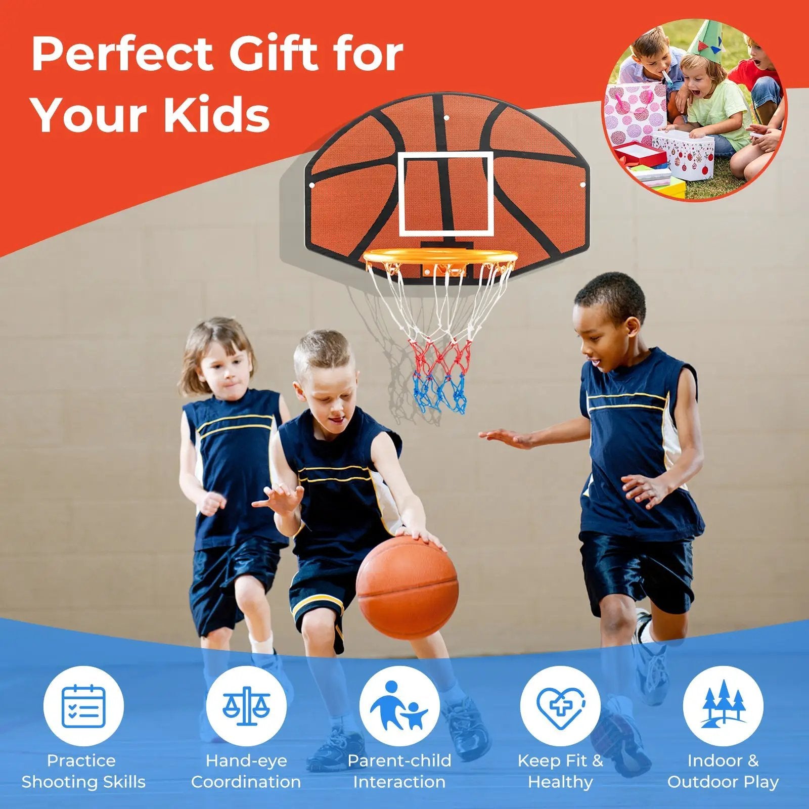 Indoor Outdoor Basketball Games with Large Shatter-proof Backboard by DirectDeals