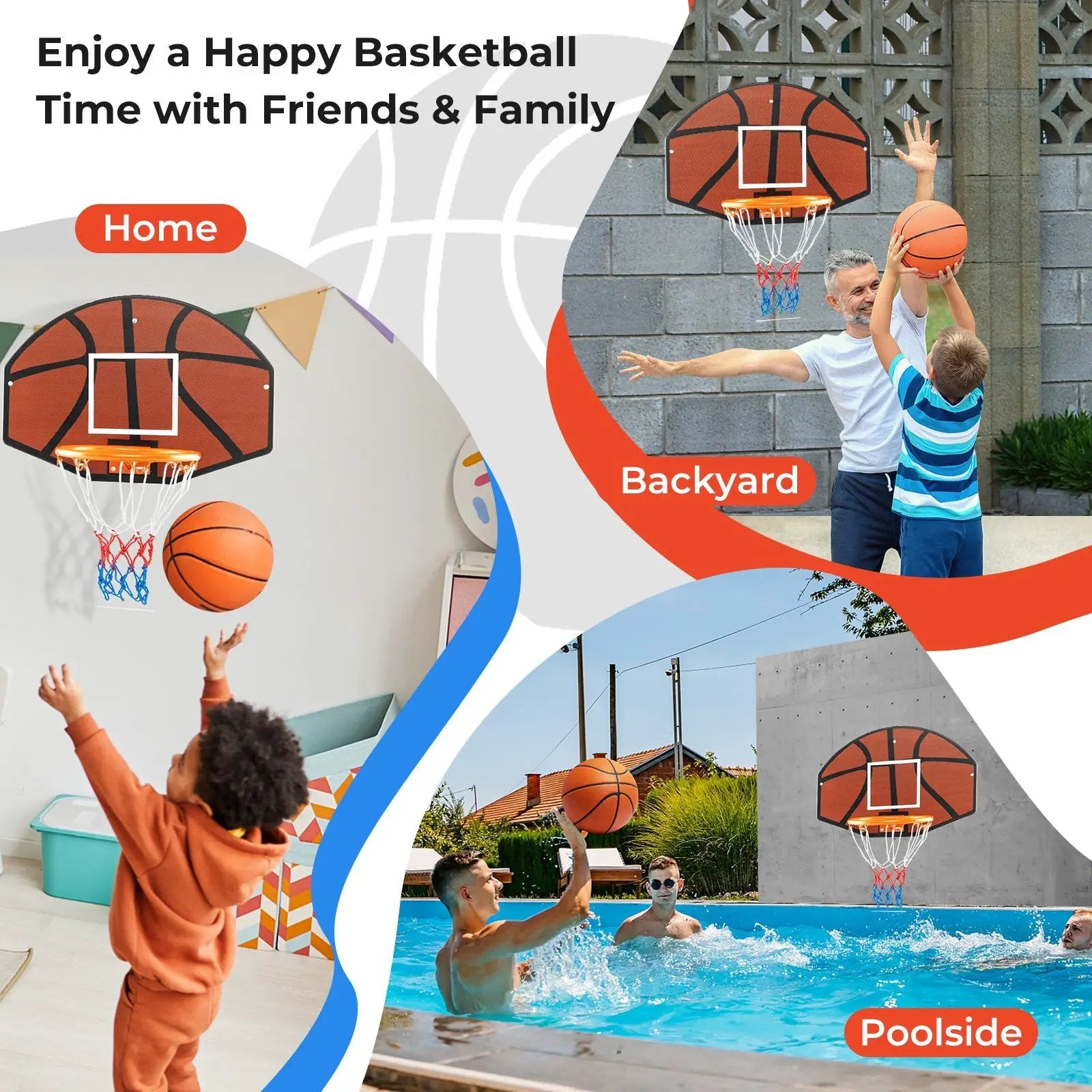 Indoor Outdoor Basketball Games with Large Shatter-proof Backboard by DirectDeals