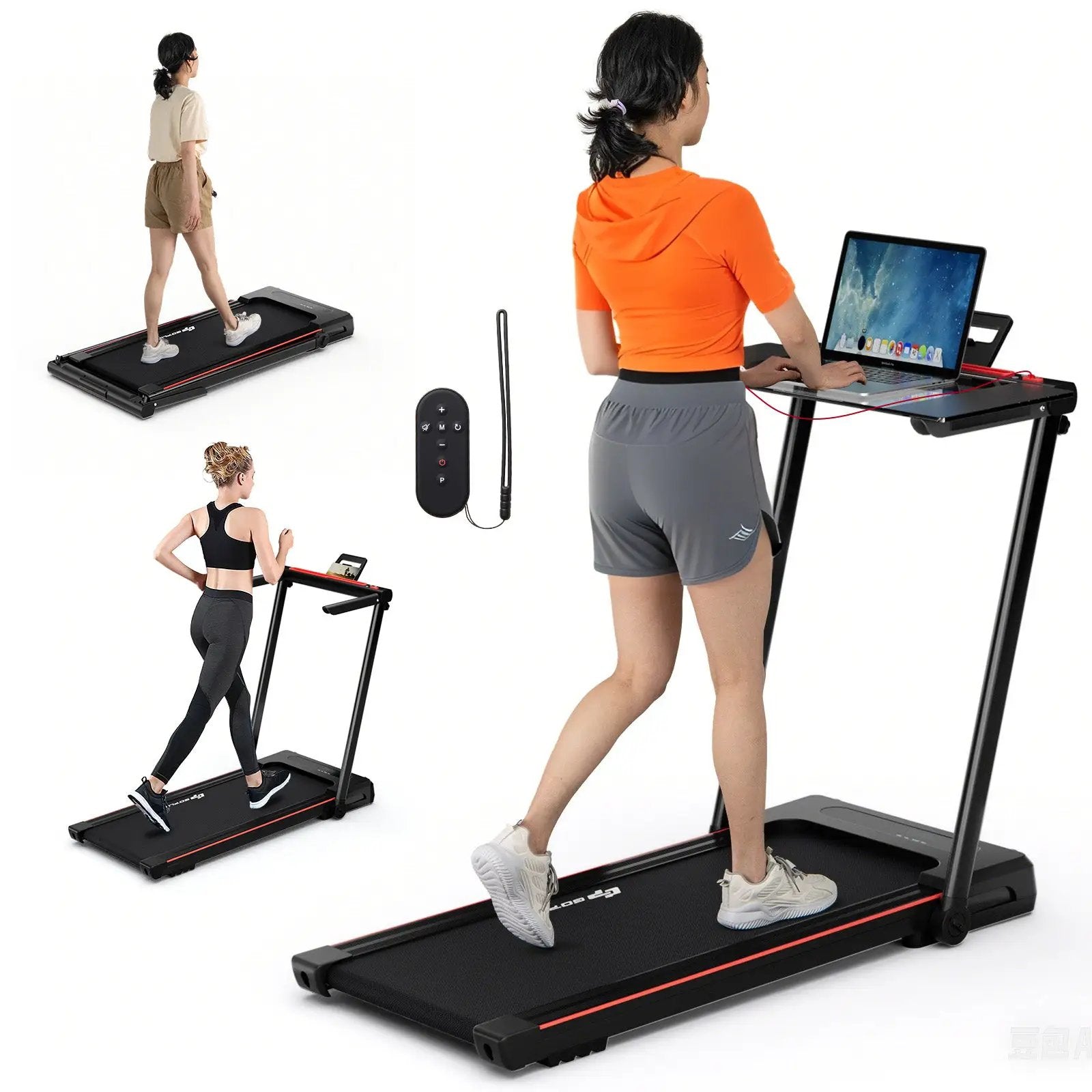 3-in-1 Folding Treadmill with Large Desk and LCD Display by DirectDeals