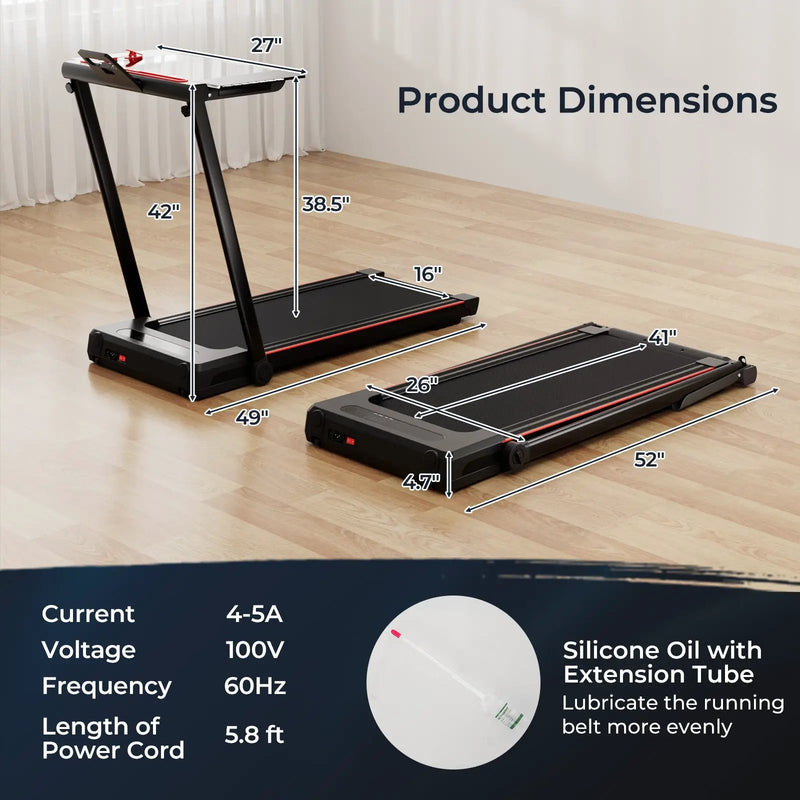 3-in-1 Folding Treadmill with Large Desk and LCD Display by DirectDeals