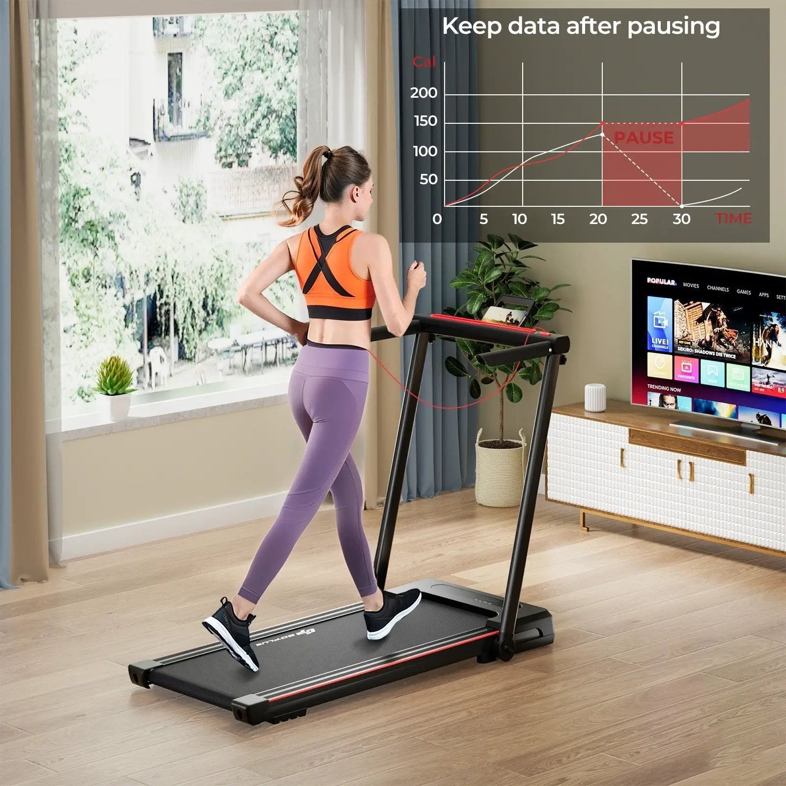 3-in-1 Folding Treadmill with Large Desk and LCD Display by DirectDeals
