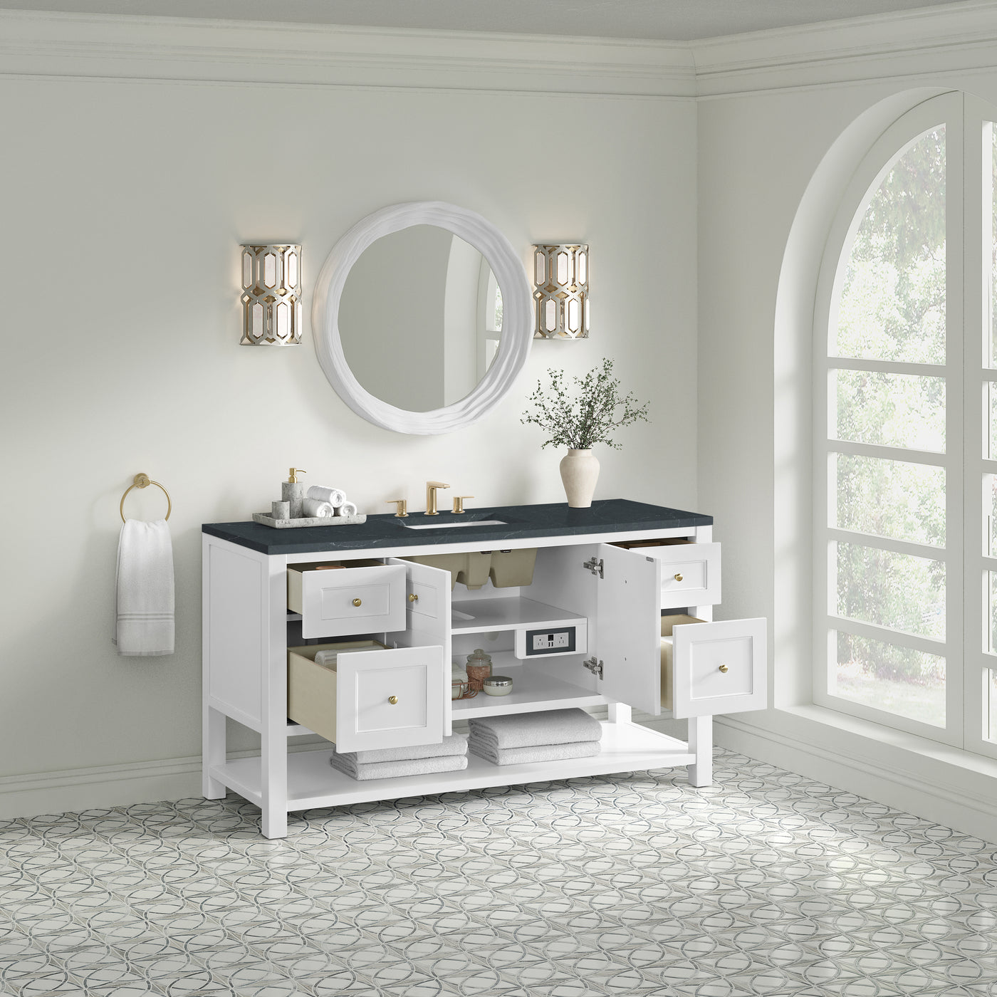 James Martin Breckenridge 60" Single Bathroom Vanity, Bright White, view 36