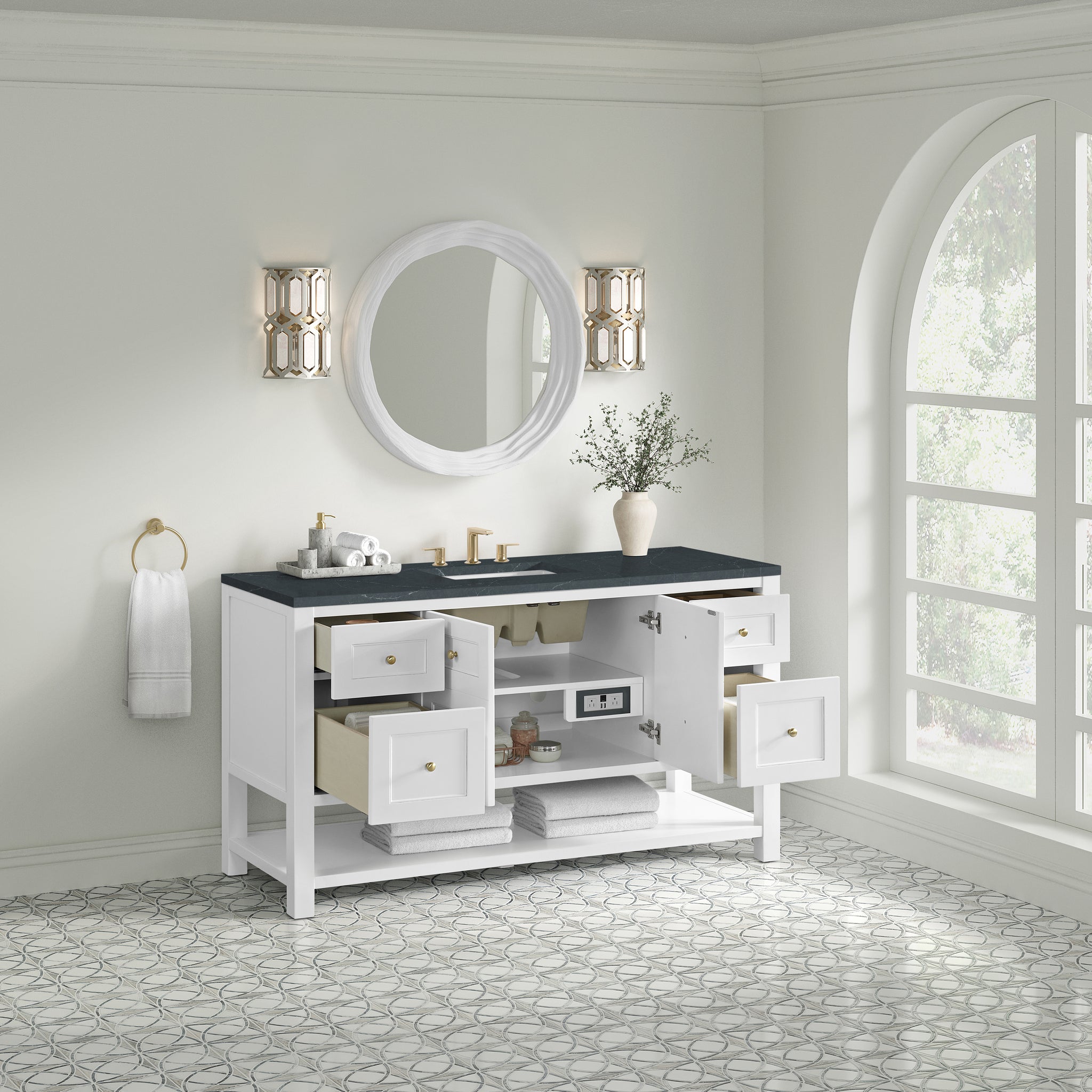 James Martin Breckenridge 60" Single Bathroom Vanity, Bright White, view 36