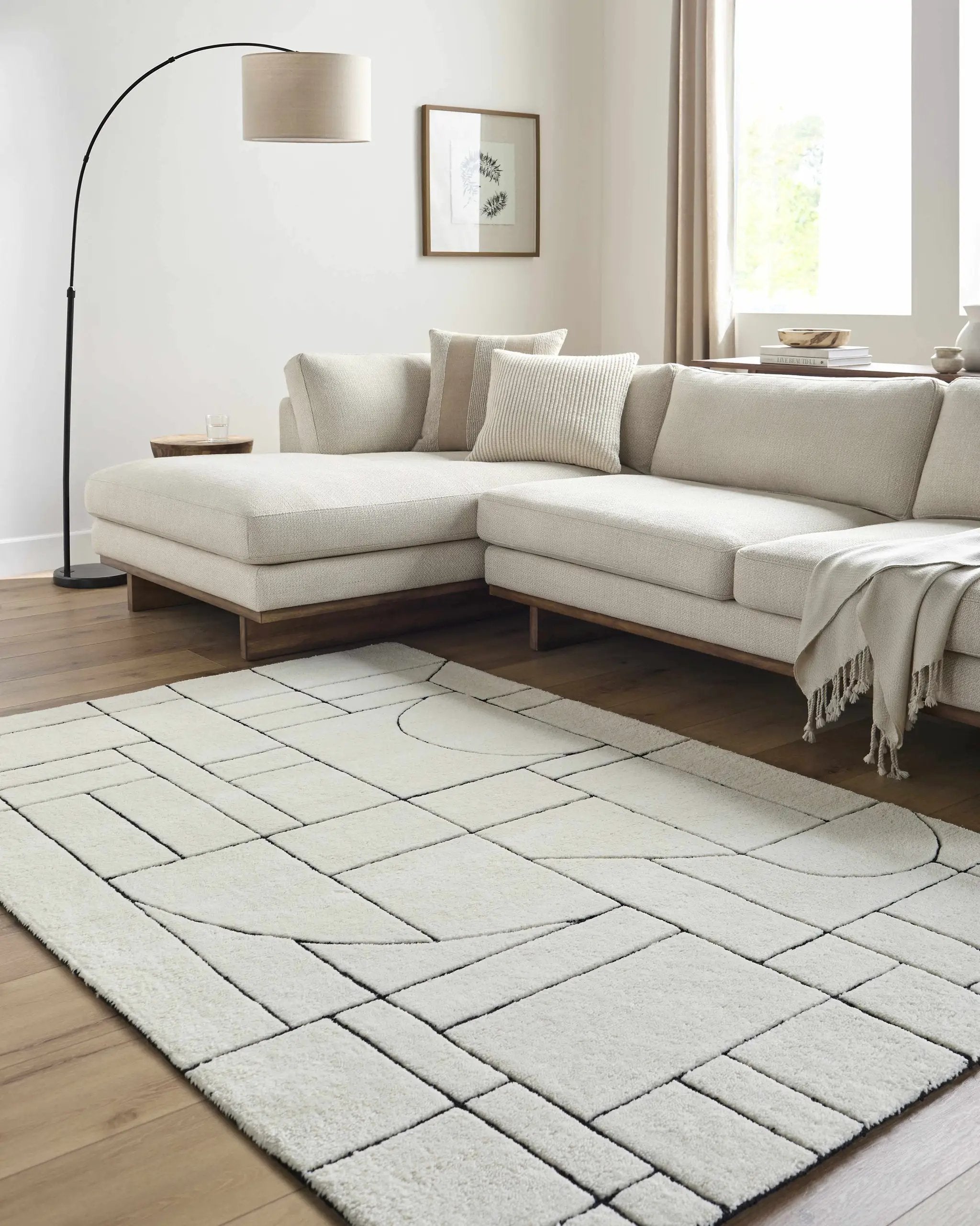 Fusao Rose Cream Area Rug - Clearance by Boutique Rugs