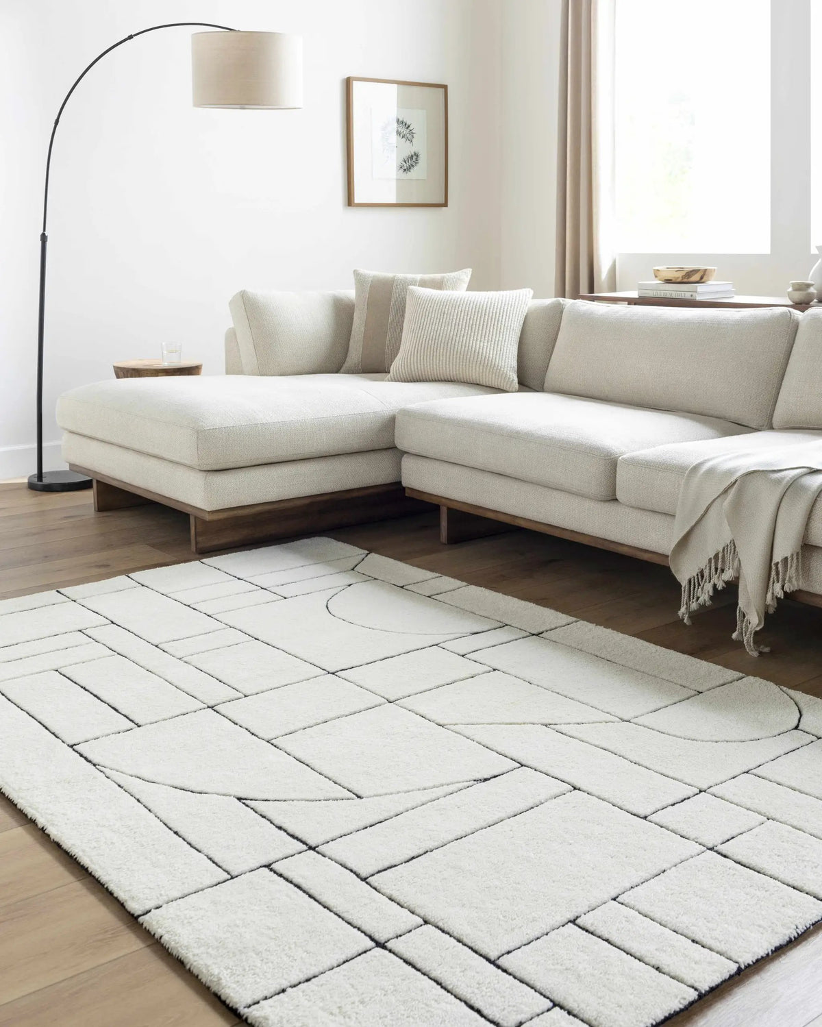 Fusao Rose Cream Area Rug - Clearance, installed in a room 2