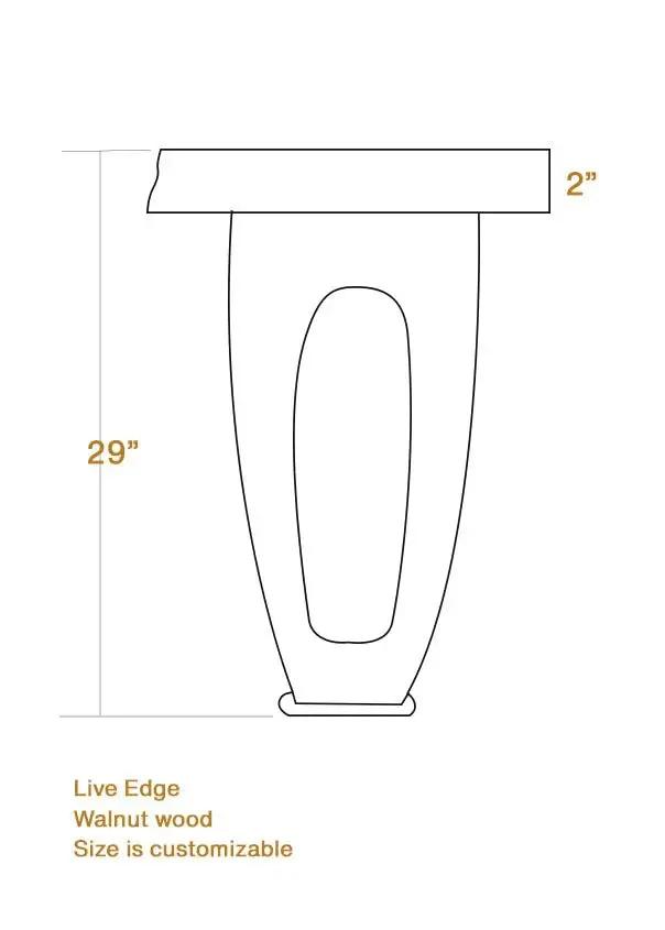 Rustic Console And Sofa Table Made Of Walnut, dimensions drawing
