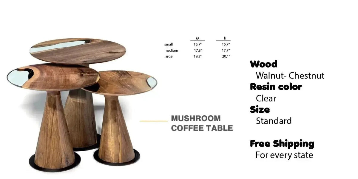 Resin Nesting Tables - Versatile Zigzag Epoxy Coffee Table Set, dimensions drawing
