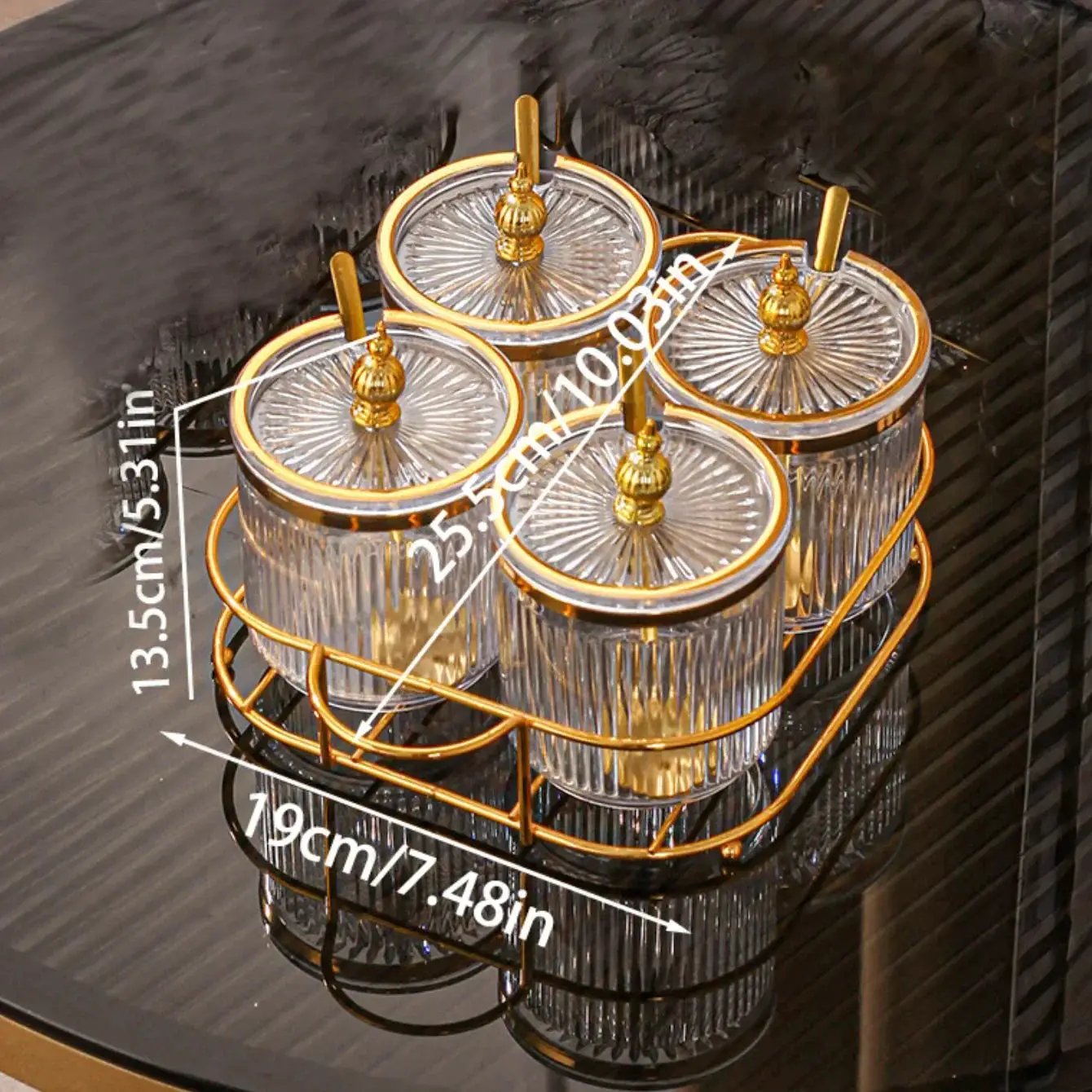Spice Jars - Glass Golden Lid Set by House Of Avana