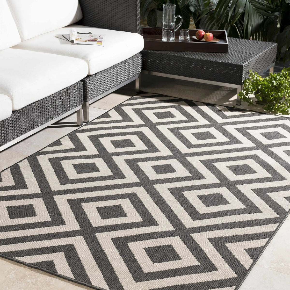Spilsby Geometric Outdoor Rug - Clearance, installed in a room