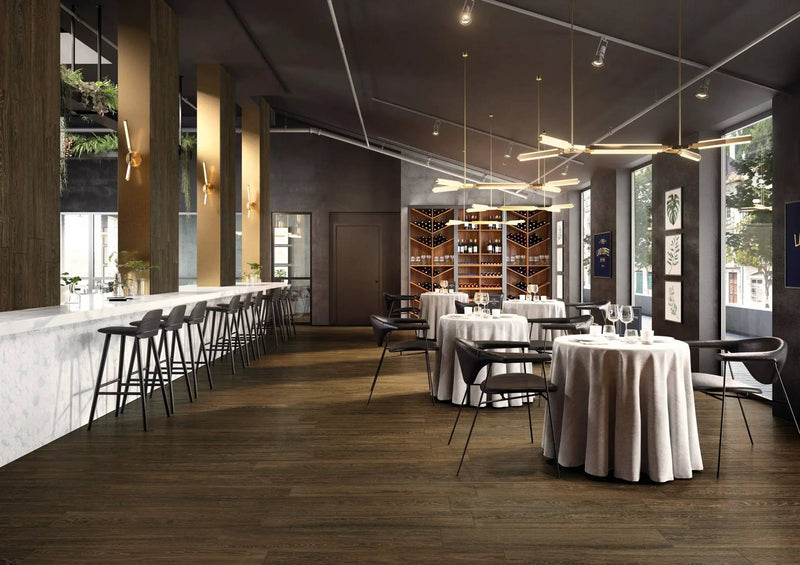 Spirit Chic Walnut Wood Look Porcelain Tiles 8x40 by landmarkceramics