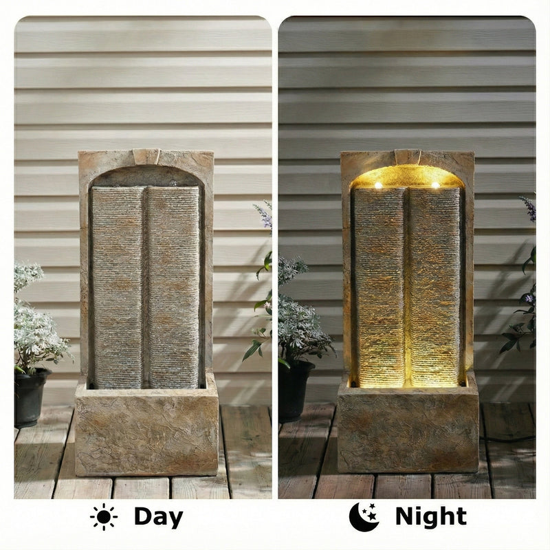 Resin Sandstone Outdoor Wall Water Fountain with Warm LED, photo 6 of 7