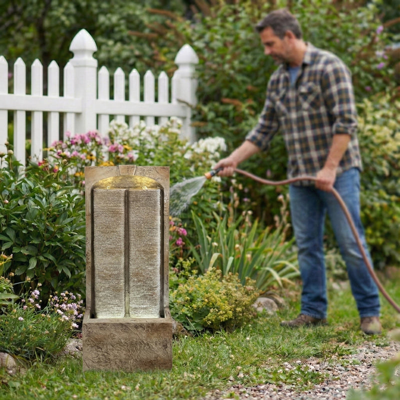 Resin Sandstone Outdoor Wall Water Fountain with Warm LED, photo 4 of 7