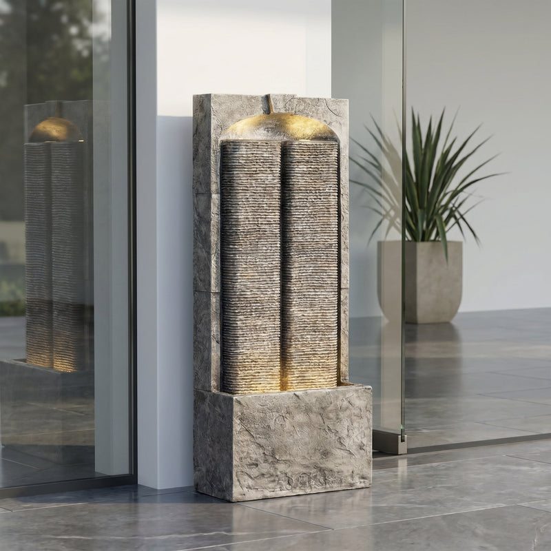 Resin Slate Outdoor Water Wall Fountain with LED Lights, photo 5 of 7
