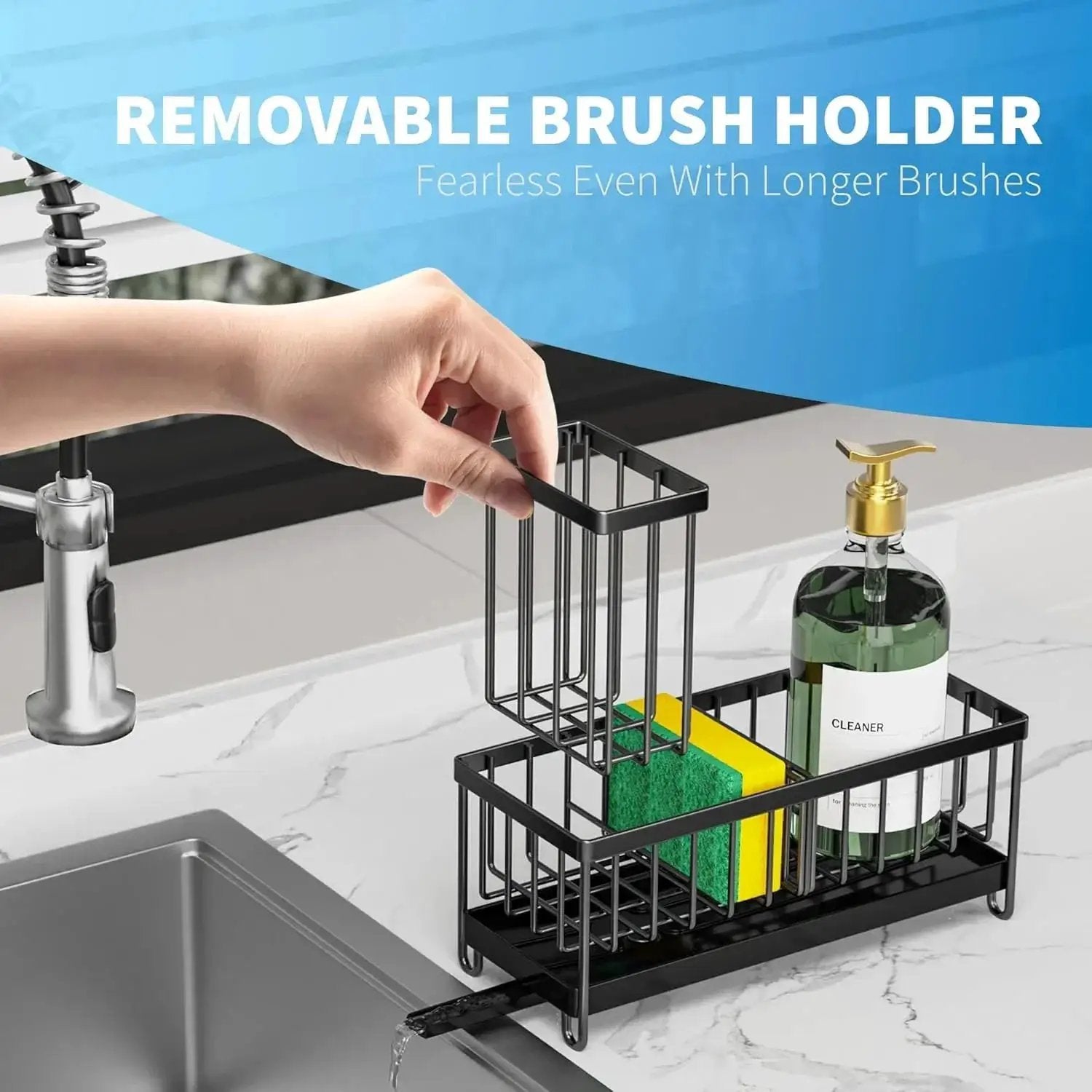 Sponge Holder - Stainless Steel Black by House Of Avana