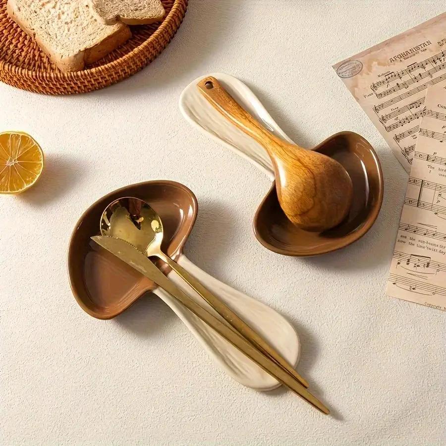 Spoon Rest - Ceramic Mushroom Shape by House Of Avana
