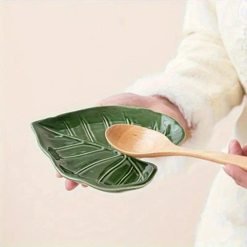 Spoon Rest - Non-Slip Ceramic Leaf by House Of Avana