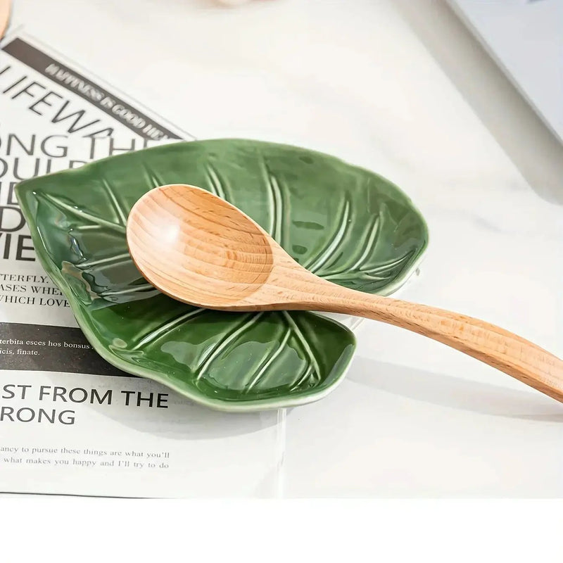 Spoon Rest - Non-Slip Ceramic Leaf by House Of Avana