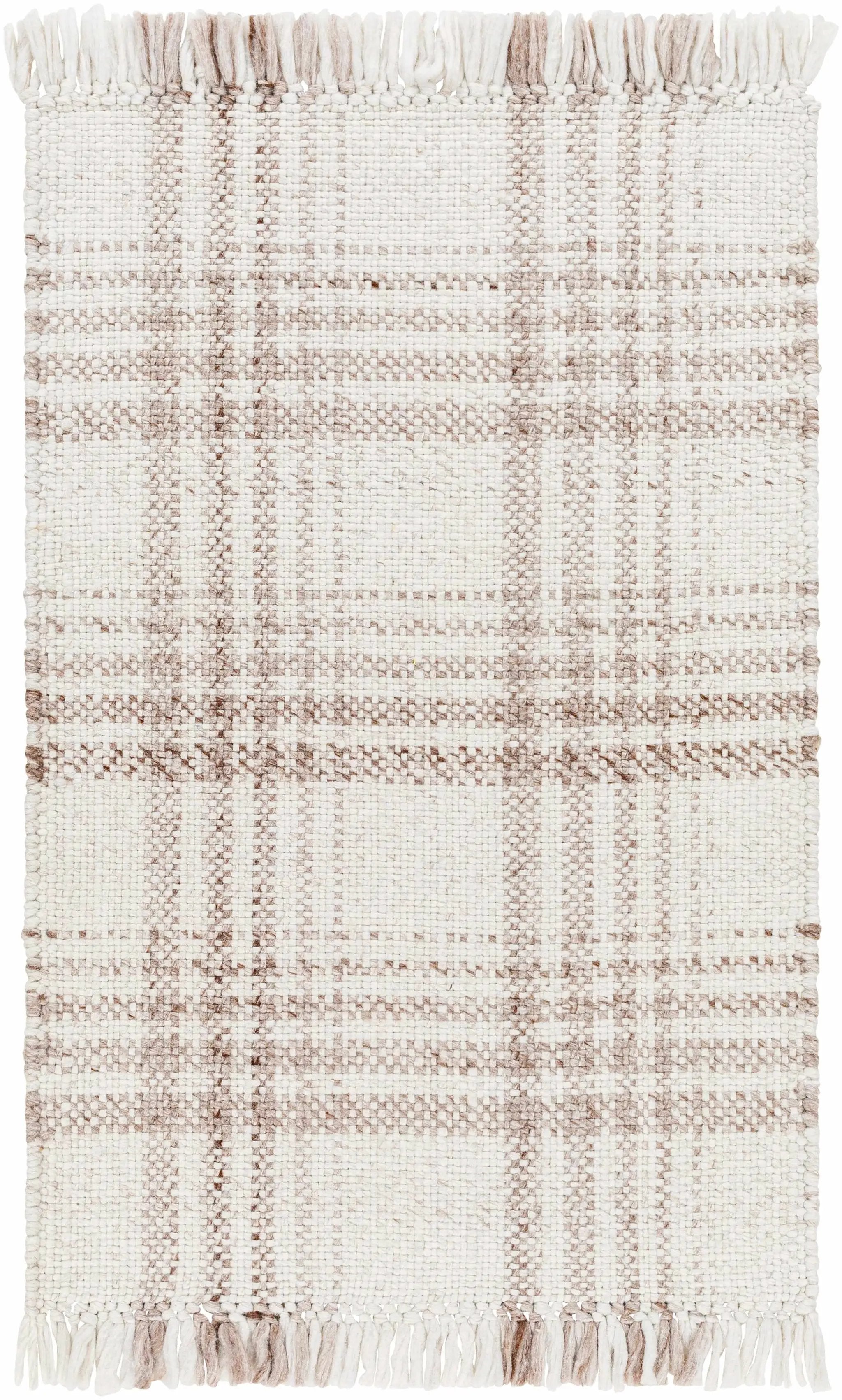 Inara Light Brown Plaid Hand Woven Area Rug by Boutique Rugs