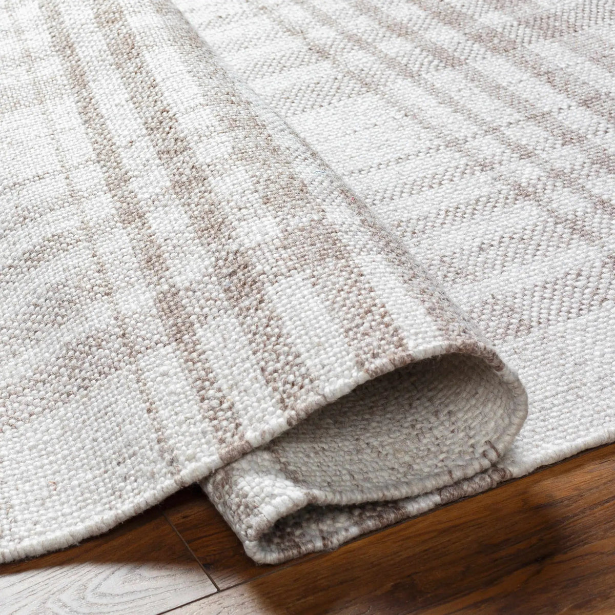 Inara Light Brown Plaid Hand Woven Area Rug, photo 7 of 9