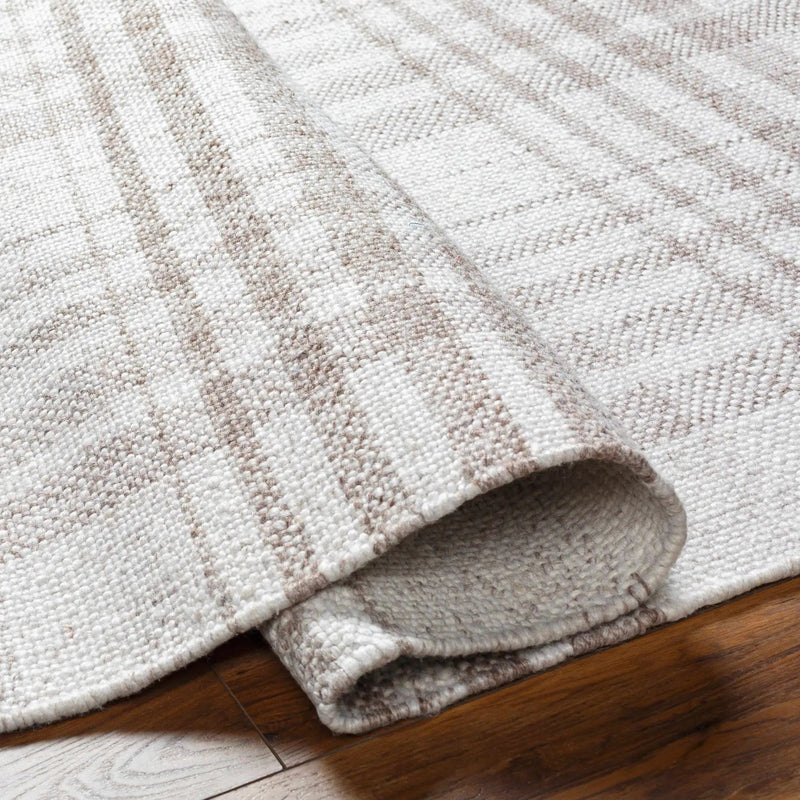 Inara Light Brown Plaid Hand Woven Area Rug by Boutique Rugs