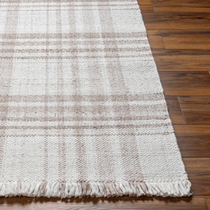 Inara Light Brown Plaid Hand Woven Area Rug by Boutique Rugs