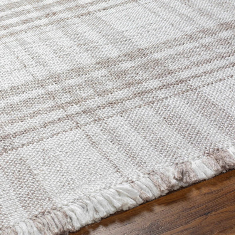 Inara Light Brown Plaid Hand Woven Area Rug by Boutique Rugs
