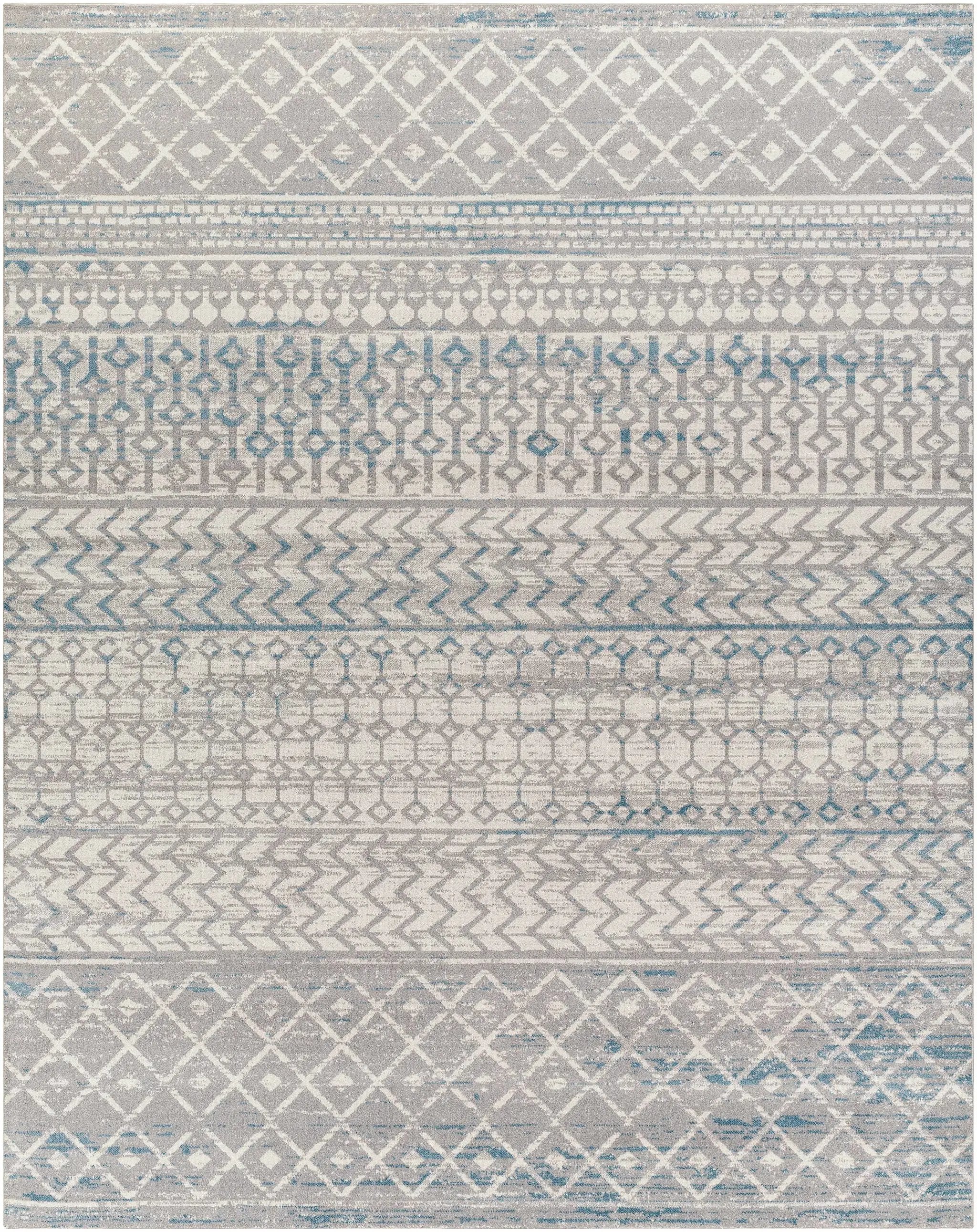 Tambac Blue & Gray Washable Area Rug - Clearance by Boutique Rugs