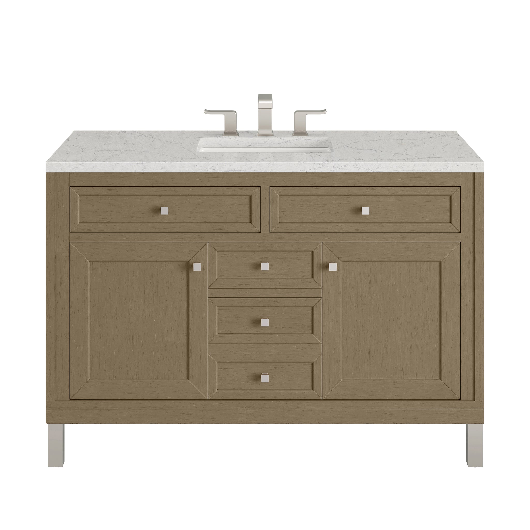 James Martin Chicago 48" Single Bathroom Vanity, Walnut Whisper with Eternal Jasmine Pearl countertop