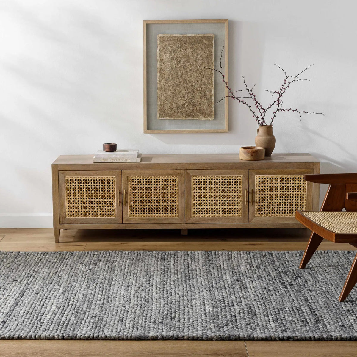 Olisa Charcoal Wool Area Rug, installed in a room 3