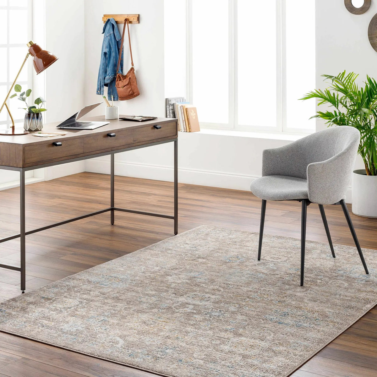 Harim Light Brown Area Rug - Clearance, installed in a room