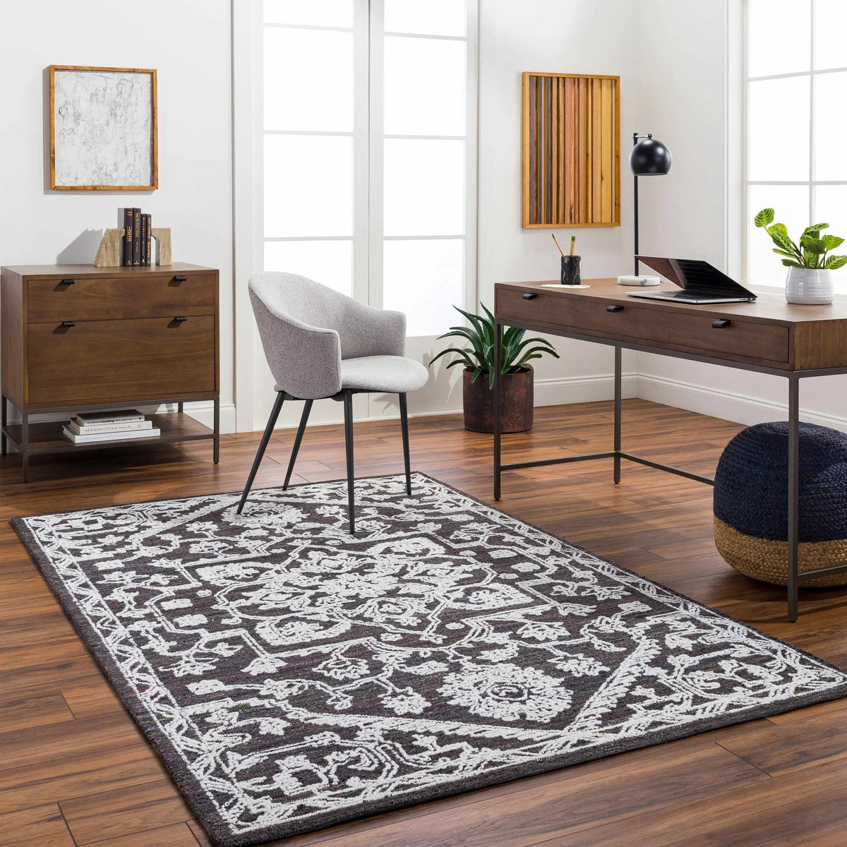Black Derya Area Rug - Clearance, installed in a room