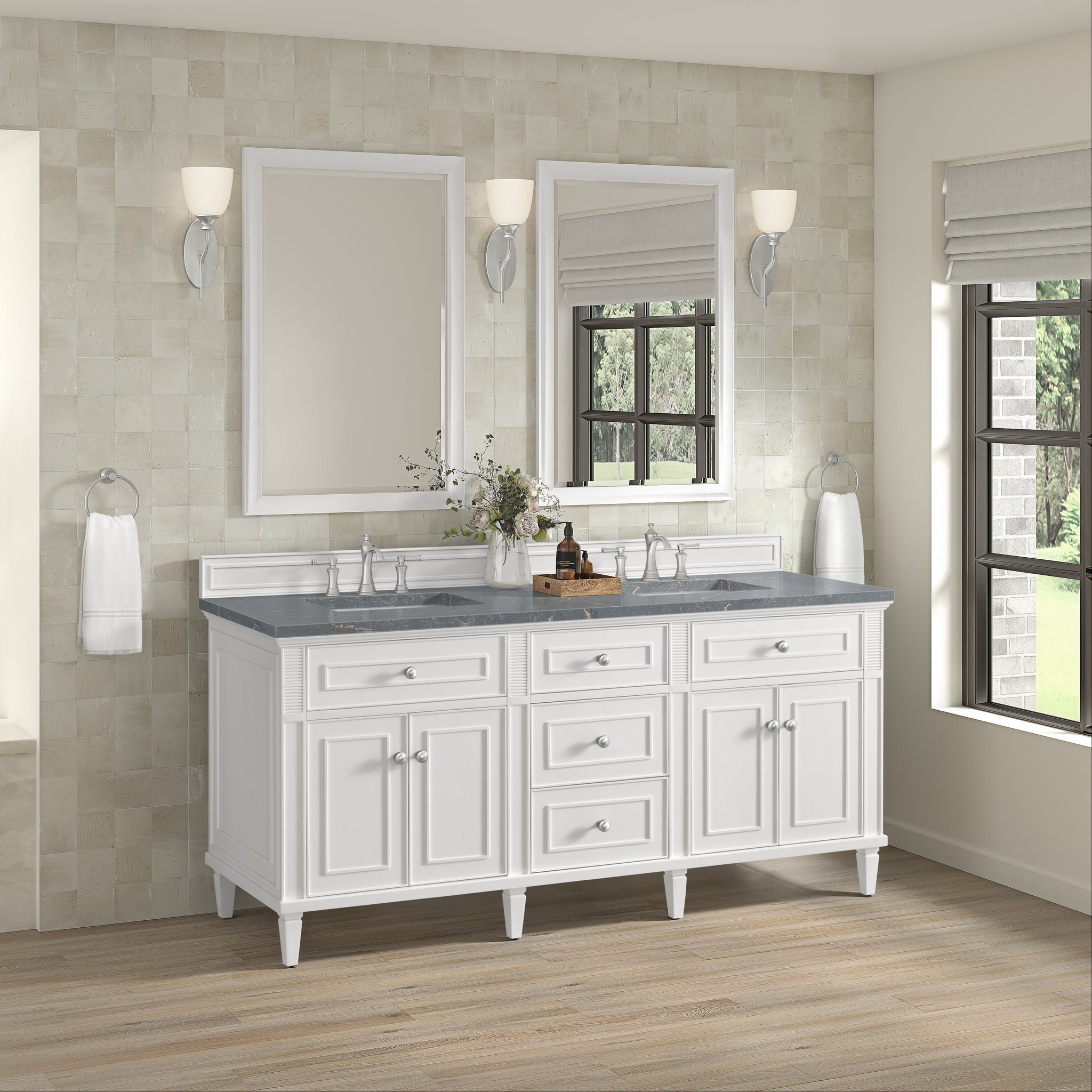 James Martin Lorelai 72" Double Bathroom Vanity, Bright White, view 39