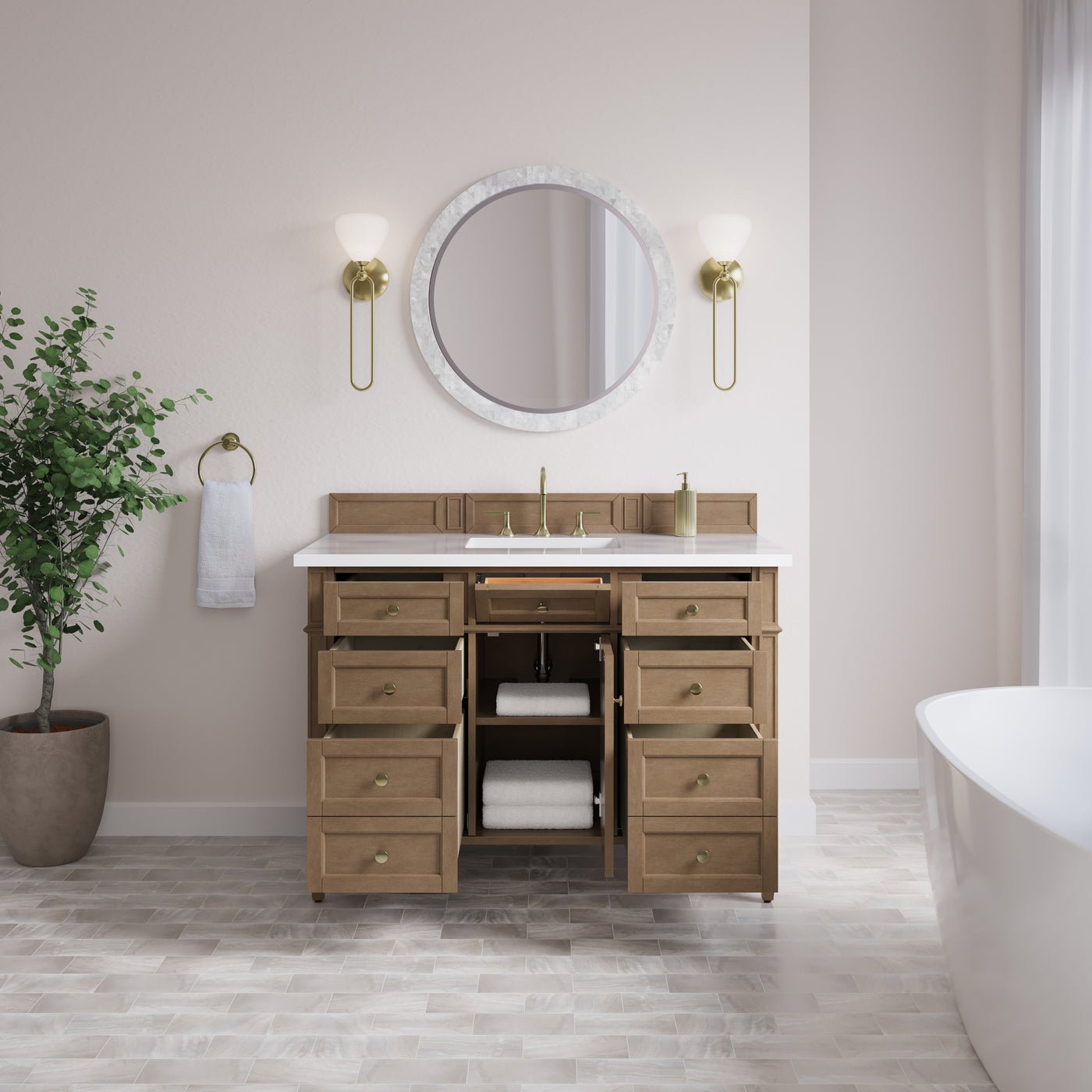 James Martin Brittany 48" Single Bathroom Vanity, Pecan, view 37