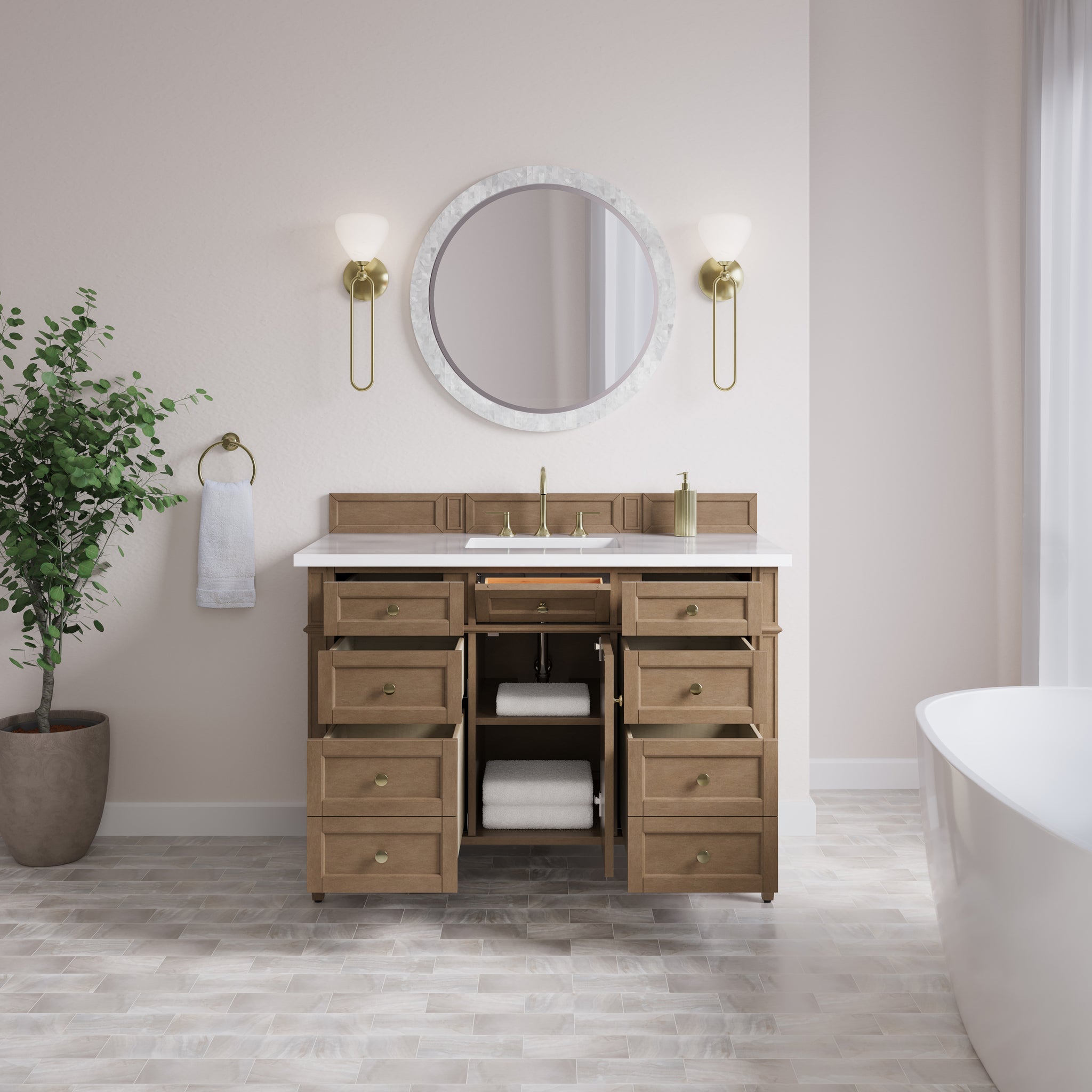 James Martin Brittany 48" Single Bathroom Vanity, Pecan, view 37