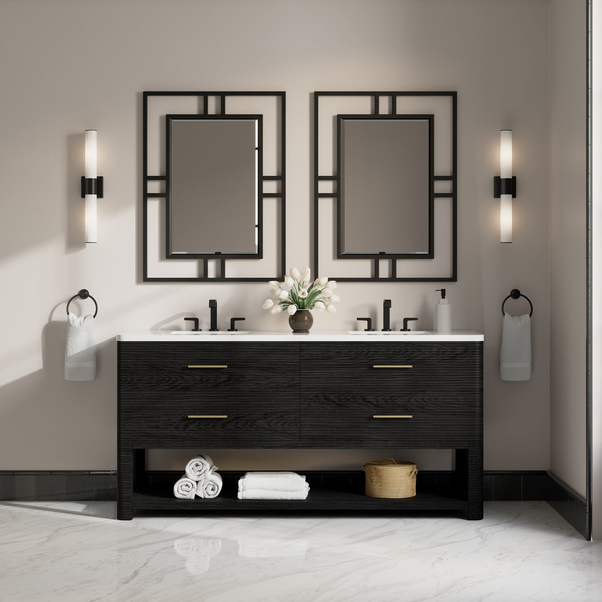 James Martin Lucian 72" Double Bathroom Vanity, Carbon Oak, view 32