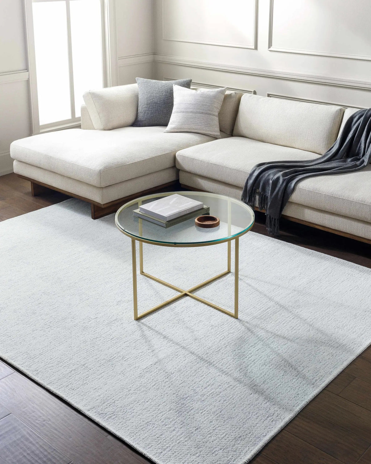 Isako Cream & Gray Solid Washable Area Rug - Clearance, installed in a room 2