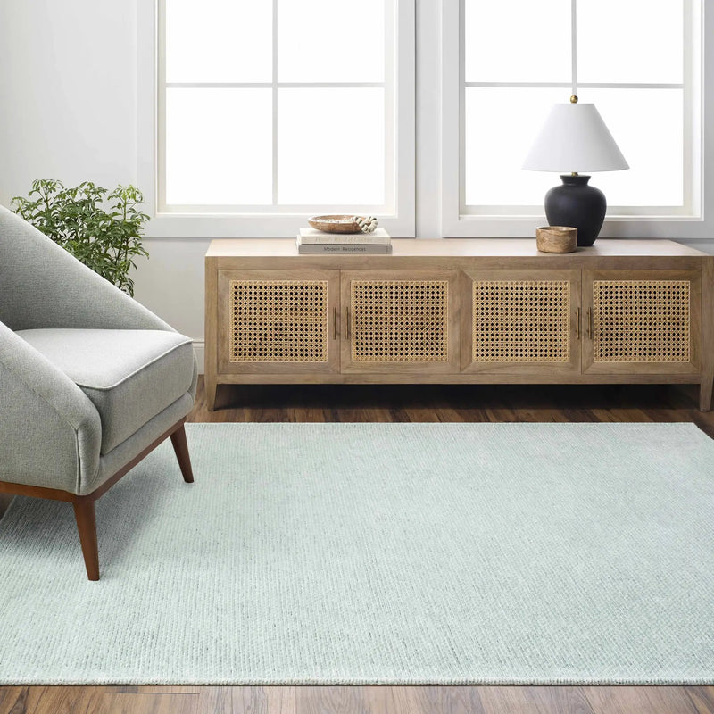 Isako Seafoam Solid Washable Area Rug - Clearance by Boutique Rugs