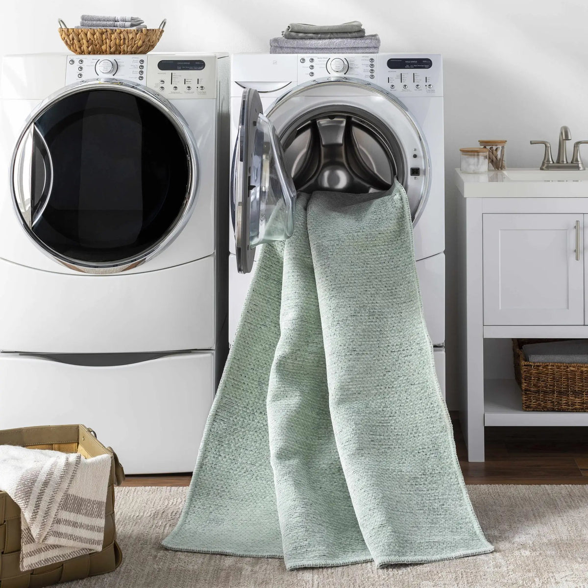 Isako Seafoam Solid Washable Area Rug - Clearance, photo 10 of 10