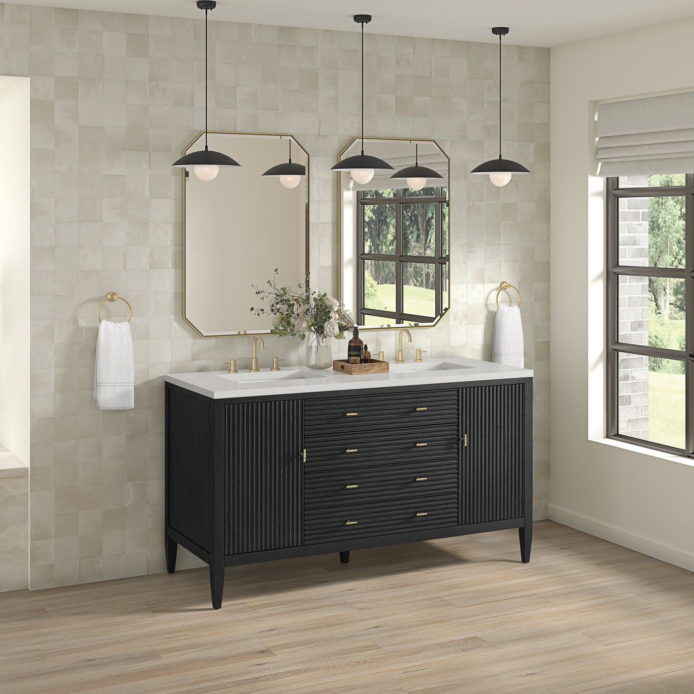 James Martin Myrrin 60" Double Bathroom Vanity, Carbon Oak, view 38