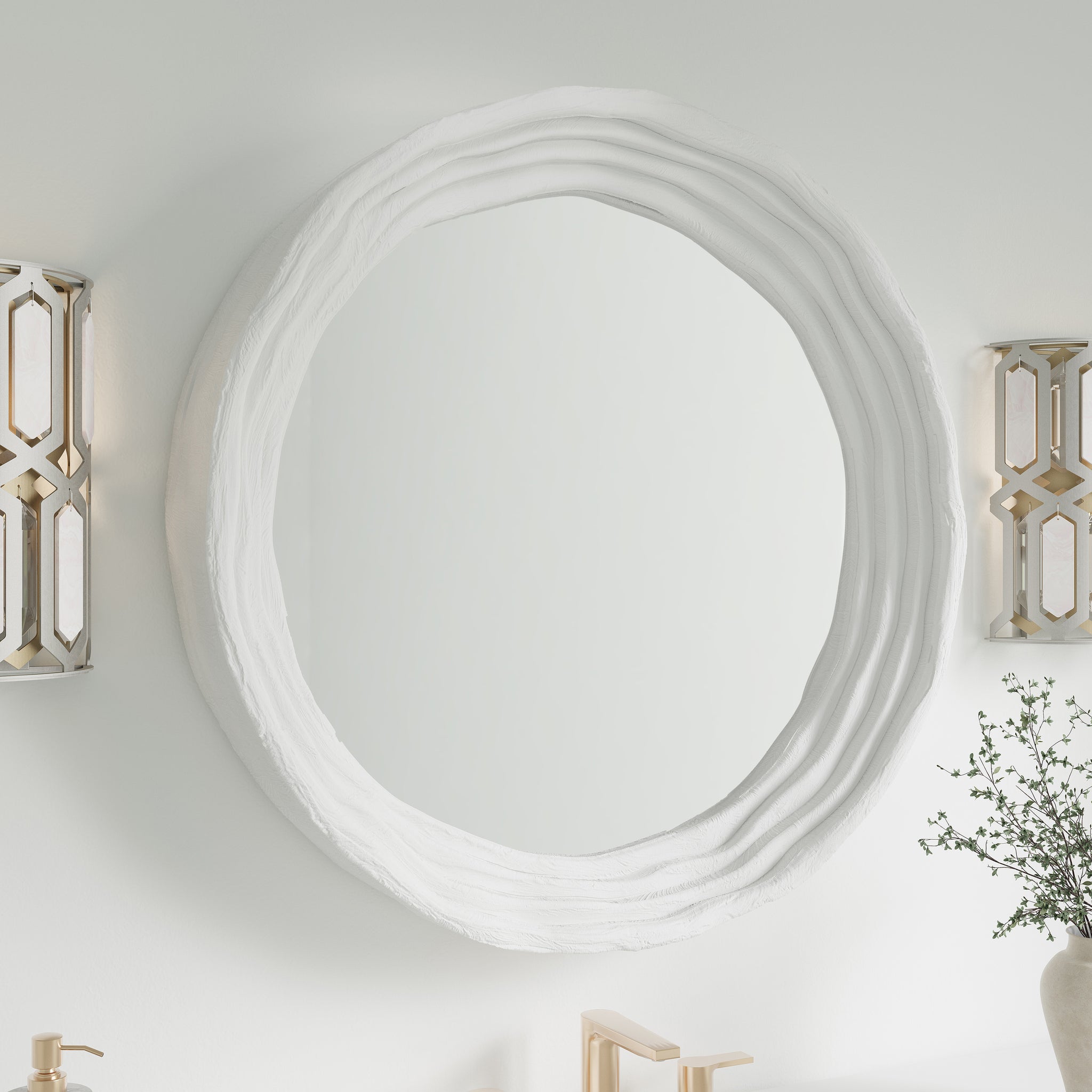 James Martin Terra 30" Mirror, Limestone, view 4