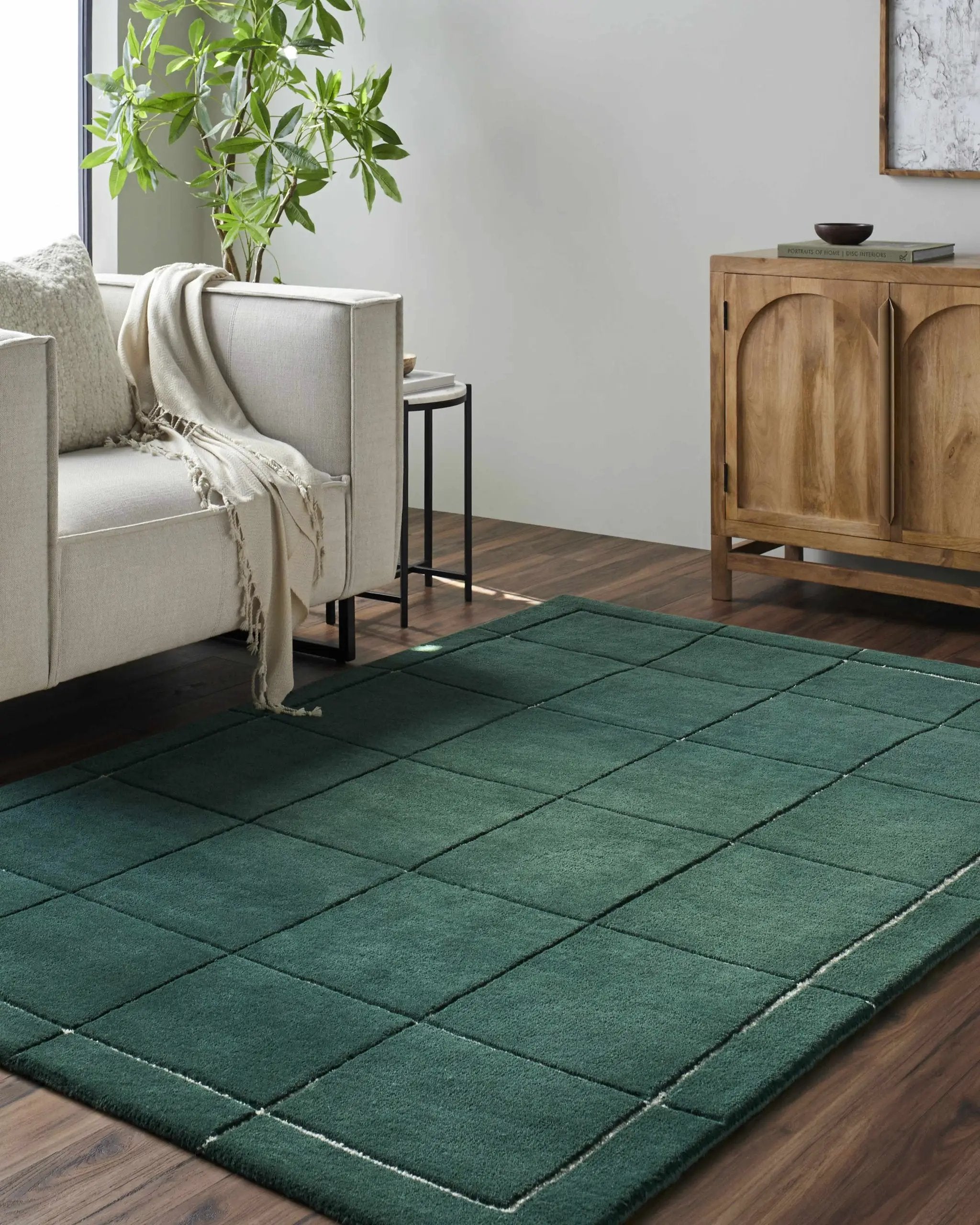 Siarl Green Checkered Area Rug by Boutique Rugs