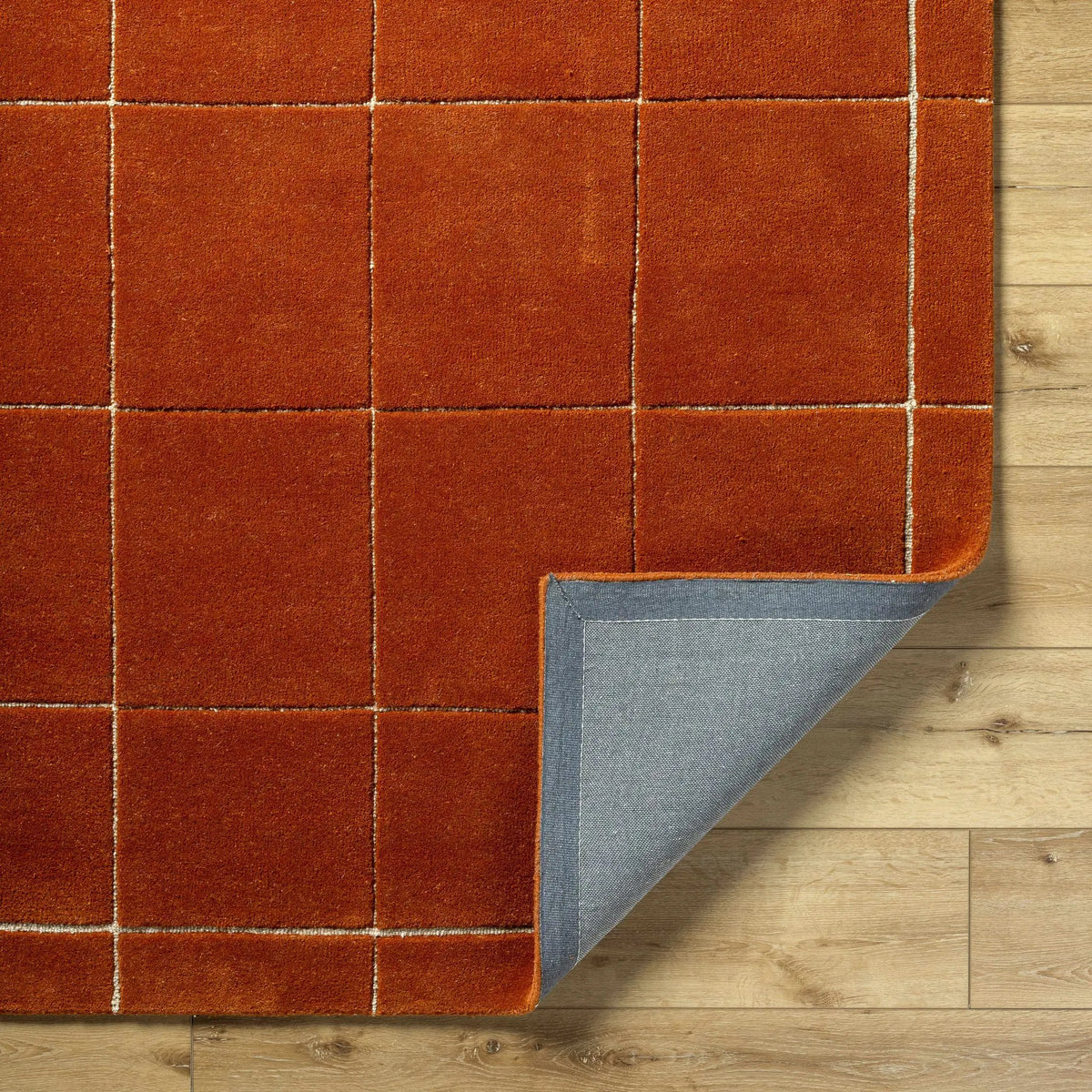 Siarl Burnt Orange Checkered Area Rug, photo 5 of 8