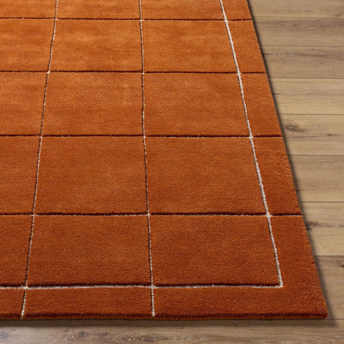 Siarl Burnt Orange Checkered Area Rug, photo 3 of 8