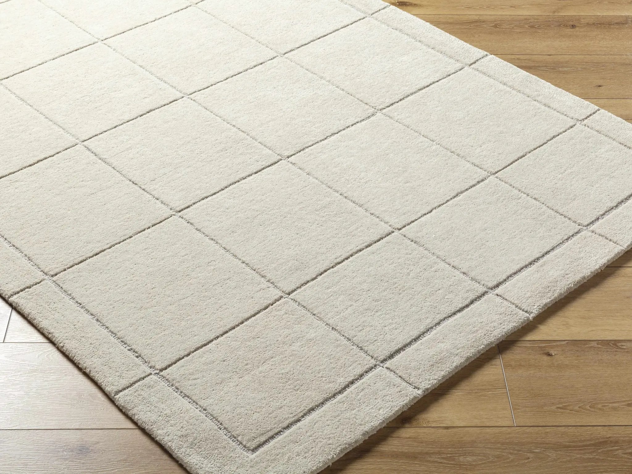 Siarl Cream Checkered Area Rug by Boutique Rugs