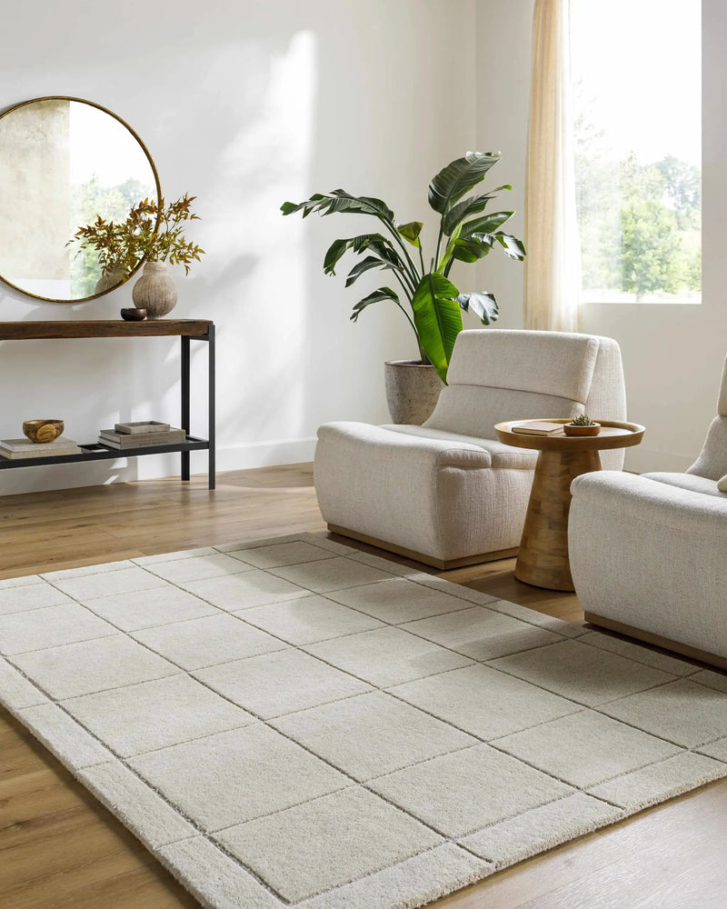 Siarl Cream Checkered Area Rug by Boutique Rugs