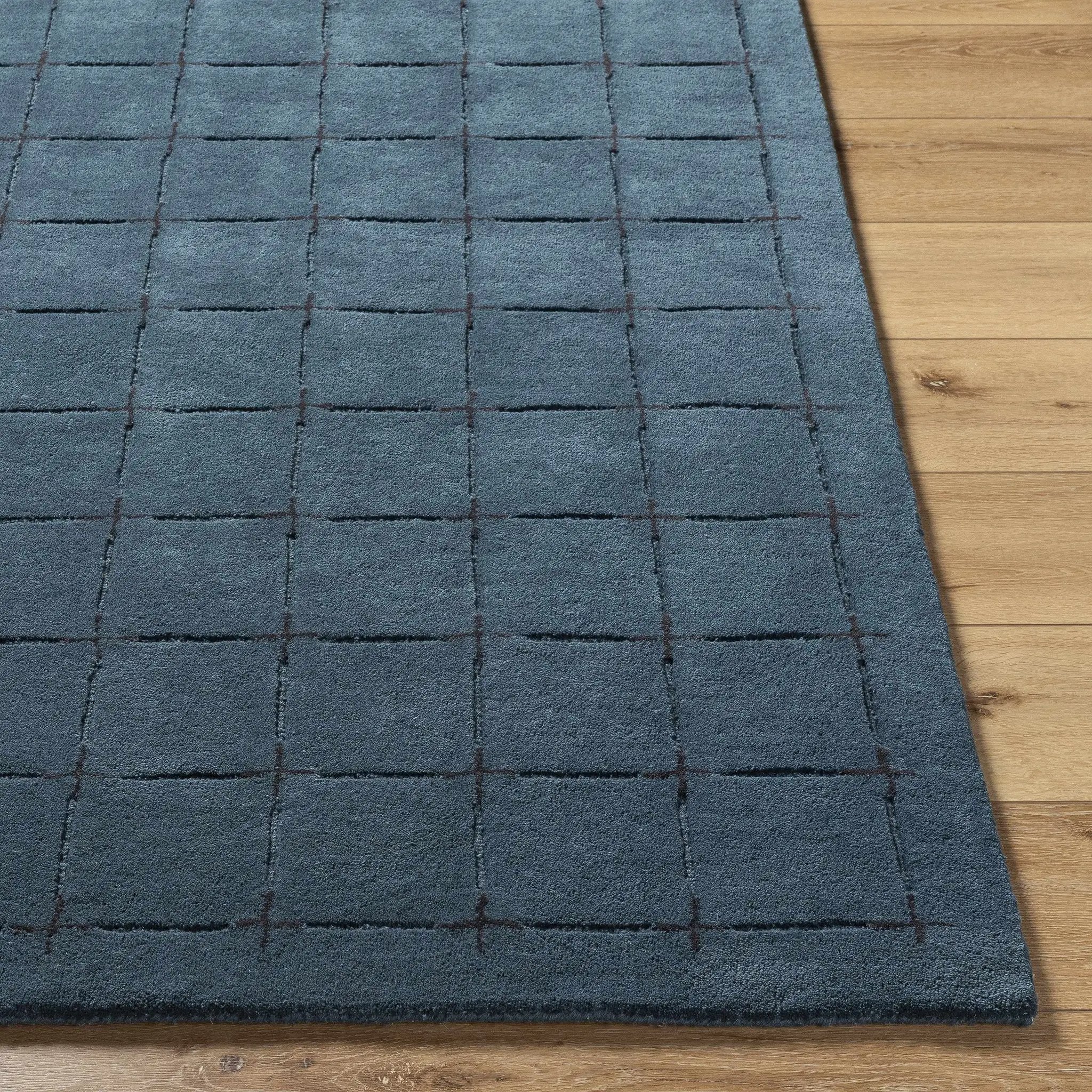 Sanvi Navy Wool Area Rug by Boutique Rugs